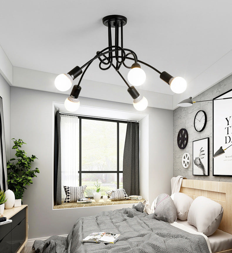 Sputnik Design Metal Semi Flush Plafond Light Industrial Bedroom Semi Flush Mount Lightture