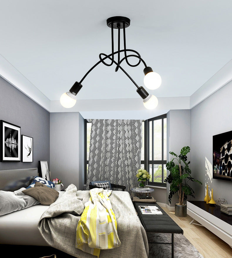 Sputnik Design Metal Semi Flush Ceiling Light Industrial Bedroom Semi Flush Mount Light Fixture