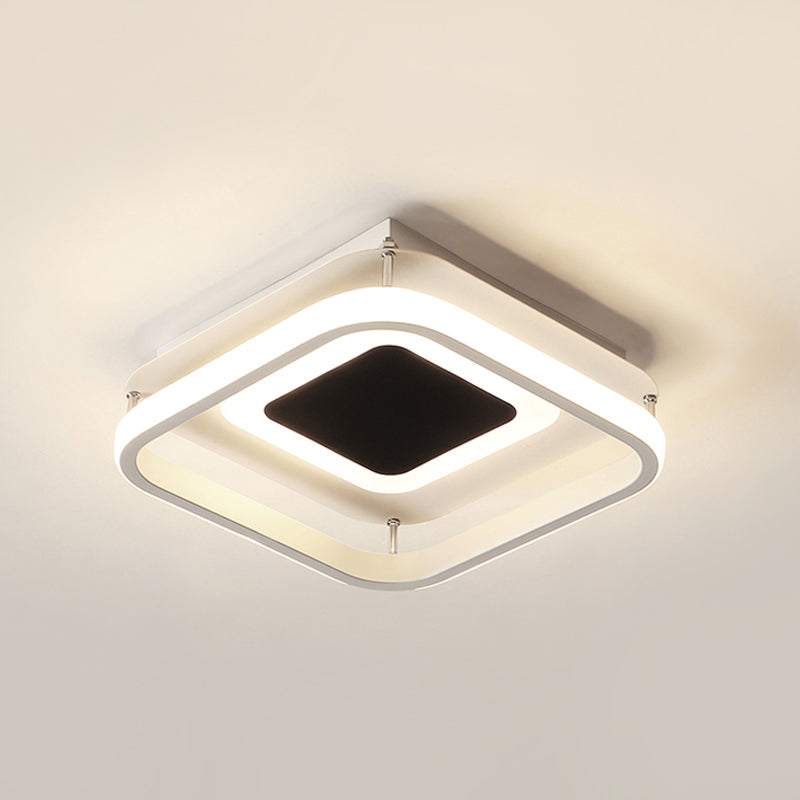 Quadratische Acryl Deckenleuchte Modernismus Schwarz LED Flush Mount Leuchte in warmem/weißem Licht/Fernbedienung Stufenloser Dimmen