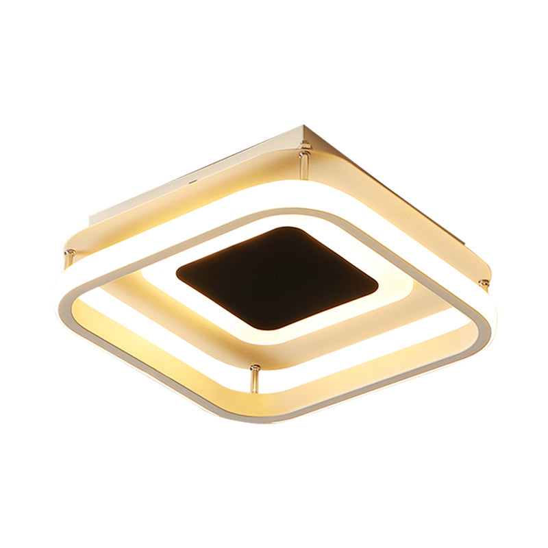 Square Acrylic Ceiling Light Modernism Black LED Flush Mount Light Fixture in Warm/White Light/Remote Control Stepless Dimming