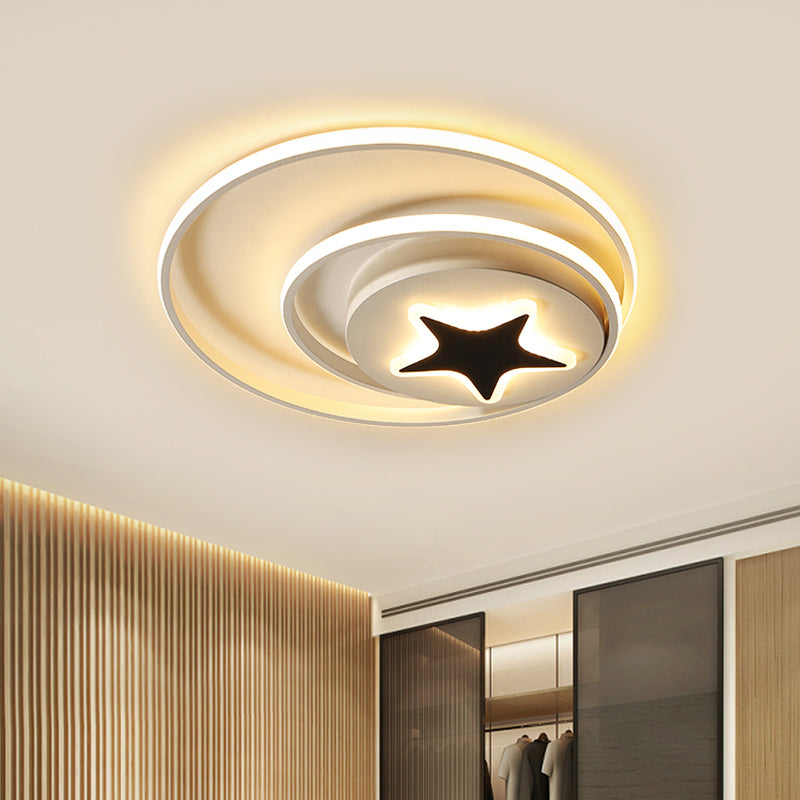 Circle Plafoniera Contemporanea Acrilico Bianco e Nero 16 "/19.5" Wide LED Flush Mount Fixture in luce bianca/telecomando Stepless Dimming