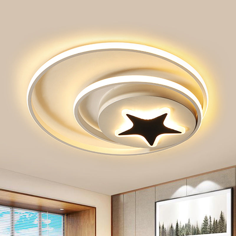 Circle Ceiling Fixture Contemporary Acrylic Black and White 16"/19.5" Wide LED Flush Mount Fixture in White Light/Remote Control Stepless Dimming