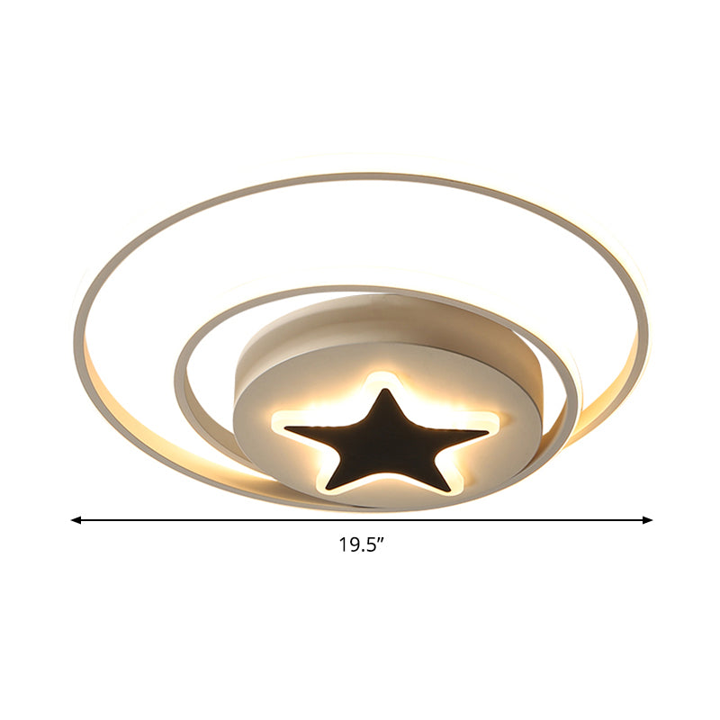 Circle Plafoniera Contemporanea Acrilico Bianco e Nero 16 "/19.5" Wide LED Flush Mount Fixture in luce bianca/telecomando Stepless Dimming