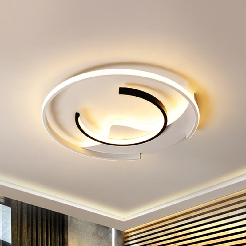 Acrilico Semicircolo Soffitto Illuminazione Semplice Stile Black e White 16 "/19.5" Wide LED Flush Mount Light, Warm Light / Remote Control Stepless Dimming