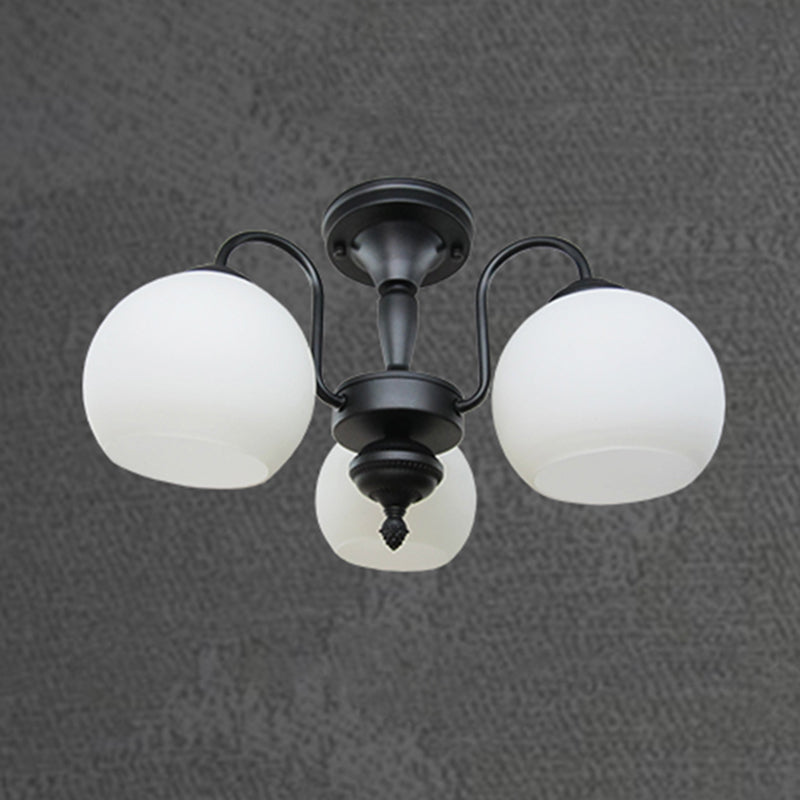 Global Bedroom Flush Mount Candelier Lighting Classic Glass Semi Flush Chandelier