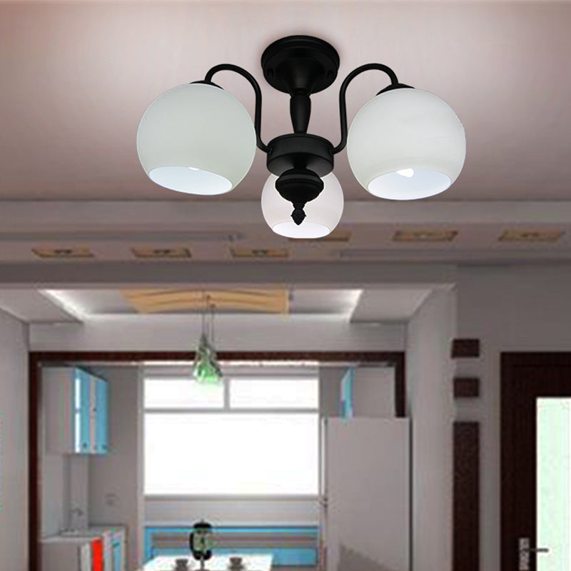 Global Bedroom Flush Mount Chandelier Lighting Classic Glass Semi Flush Chandelier