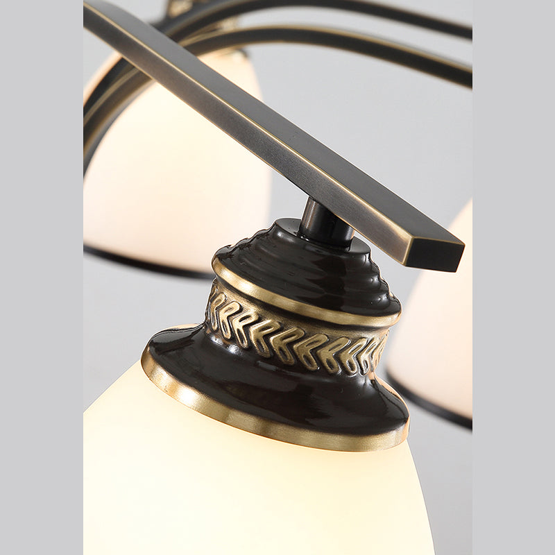 Glas Semi Flush Mount Light Traditionele zwarte geometrische woonkamer semi -spoelplafondlicht