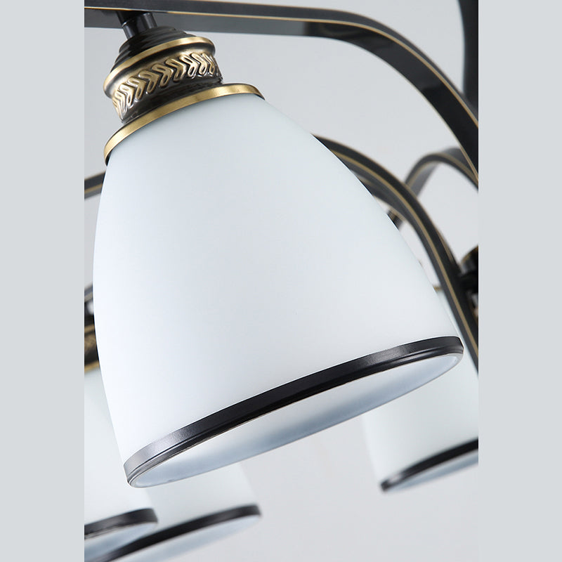 Glas Semi Flush Mount Light Traditionele zwarte geometrische woonkamer semi -spoelplafondlicht