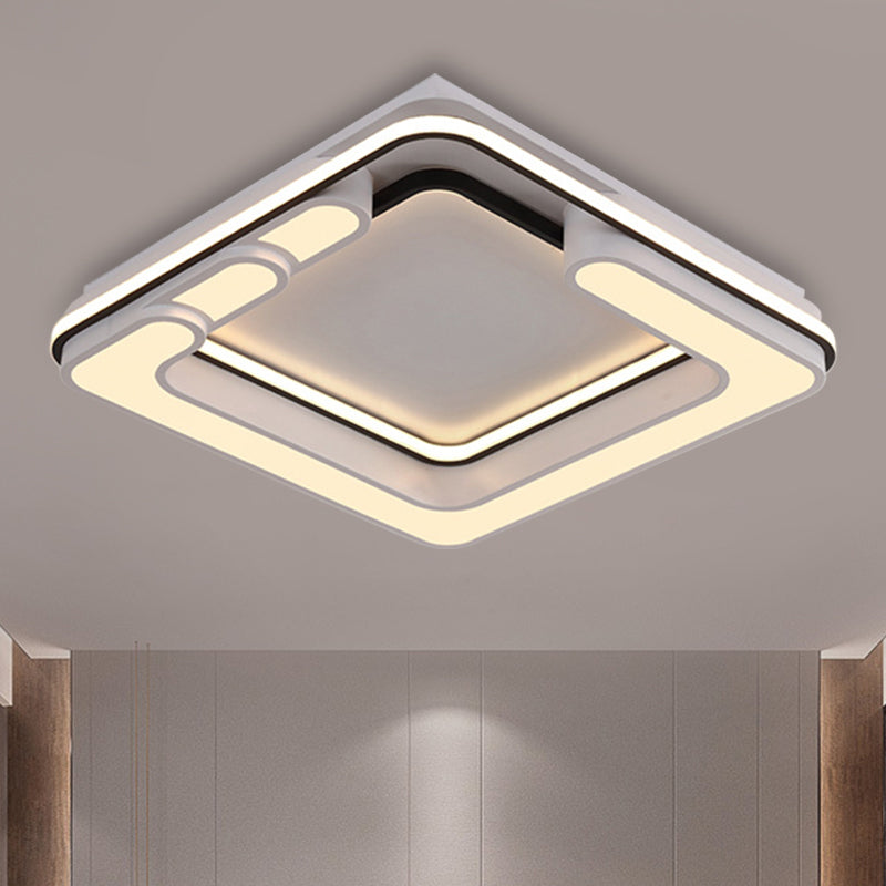 Lampada quadrata montata a soffitto Lampada da incasso a LED contemporanea in acrilico bianco e nero con luce calda/bianca