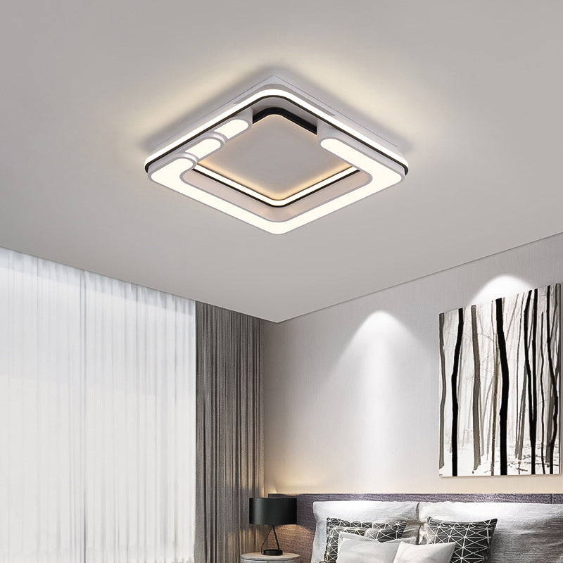 Lampada quadrata montata a soffitto Lampada da incasso a LED contemporanea in acrilico bianco e nero con luce calda/bianca