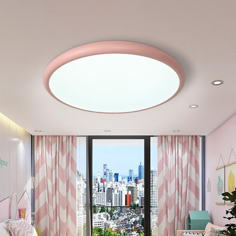 Apparecchio rotondo montato a soffitto Illuminazione moderna a LED in acrilico rosa con montaggio ad incasso in luce calda/bianca, 15"/18"/22" W