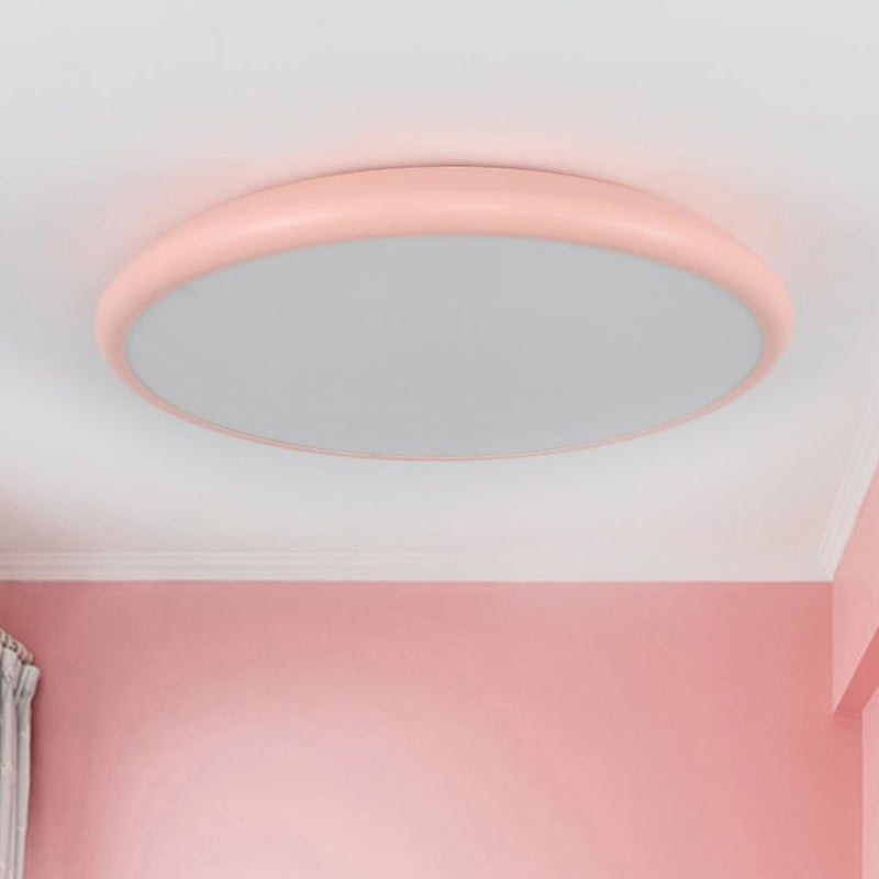 Round Ceiling Mounted Fixture Modern Acrylic LED Pink Flush Mount Lighting in Warm/White Light, 15"/18"/22" W