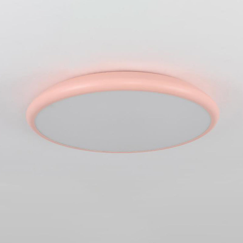 Round Ceiling Mounted Fixture Modern Acrylic LED Pink Flush Mount Lighting in Warm/White Light, 15"/18"/22" W