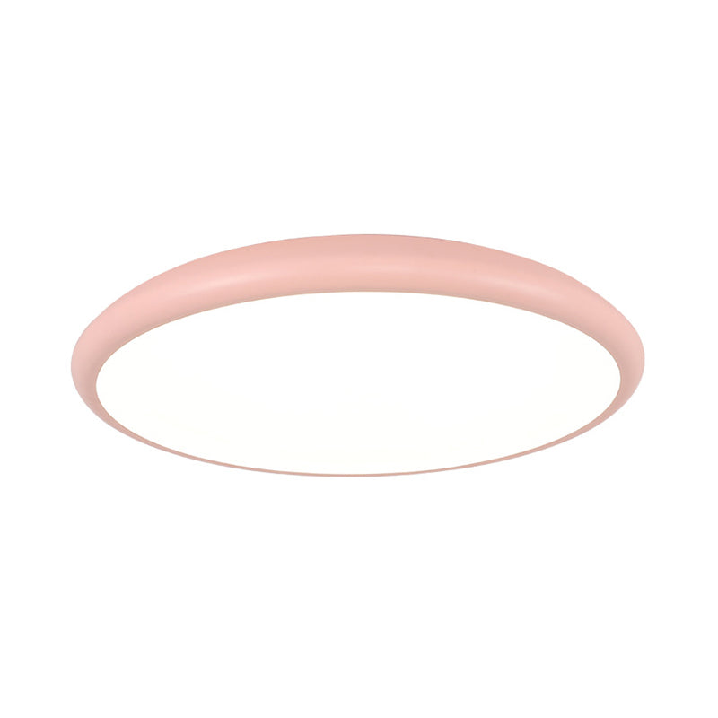 Apparecchio rotondo montato a soffitto Illuminazione moderna a LED in acrilico rosa con montaggio ad incasso in luce calda/bianca, 15"/18"/22" W