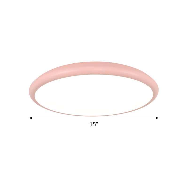 Round Ceiling Mounted Fixture Modern Acrylic LED Pink Flush Mount Lighting in Warm/White Light, 15"/18"/22" W