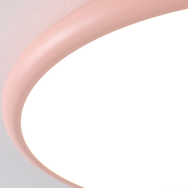 Apparecchio rotondo montato a soffitto Illuminazione moderna a LED in acrilico rosa con montaggio ad incasso in luce calda/bianca, 15"/18"/22" W