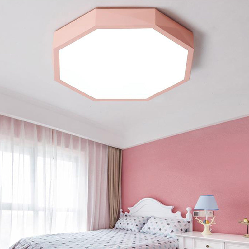 Montaggio a soffitto ottagonale in acrilico Minimal LED Rosa/Giallo/Blu Apparecchio di illuminazione per montaggio ad incasso in luce calda/bianca, 16,5"/20,5" W