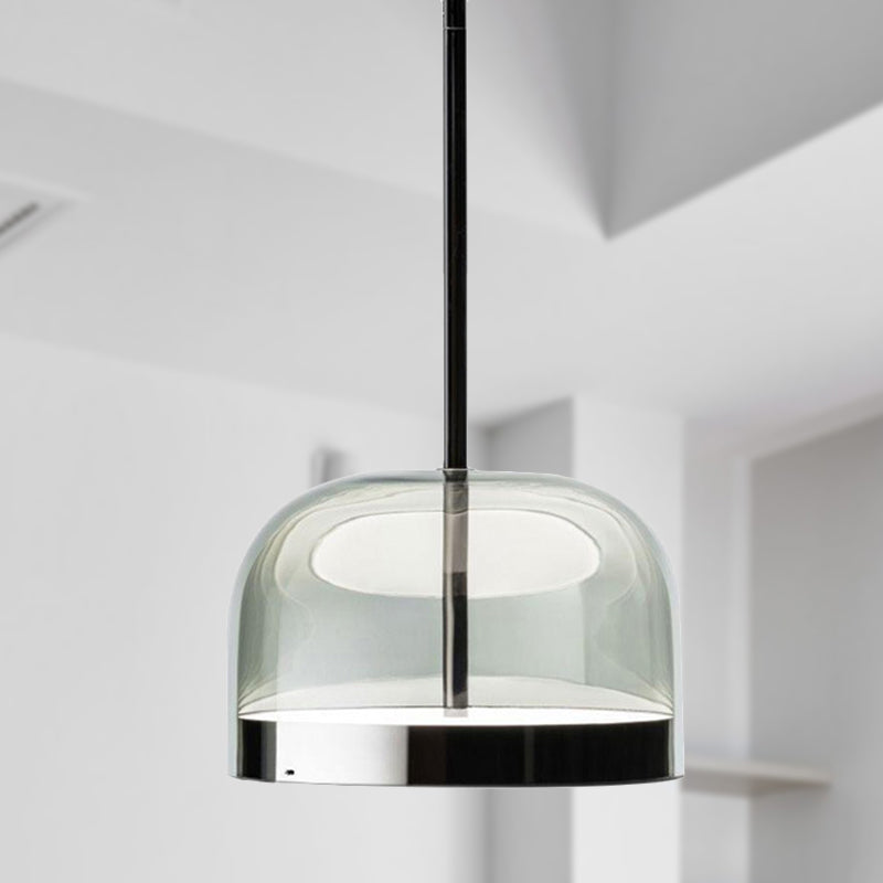 Bowl Pendant Light Modernisme Glotte transparente 1 tête noire / or rose plafonnier plafond pour salle à manger