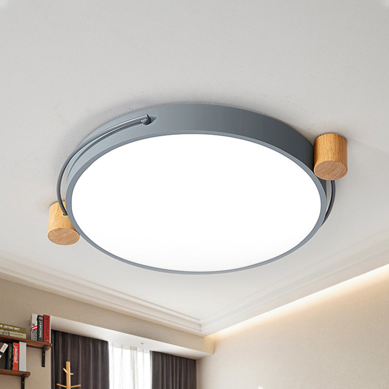 Minimalist Oval Ceiling Mount Light Fixture Metal LED 16"/19.5"/23.5" Long Bedroom Flushmount Lighting in Grey/White/Green, Warm/White Light