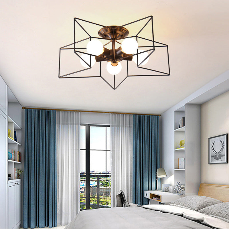 Star Ceiling Light Fixture Modern Style Metal Ceiling Flush Mount Light for Bedroom