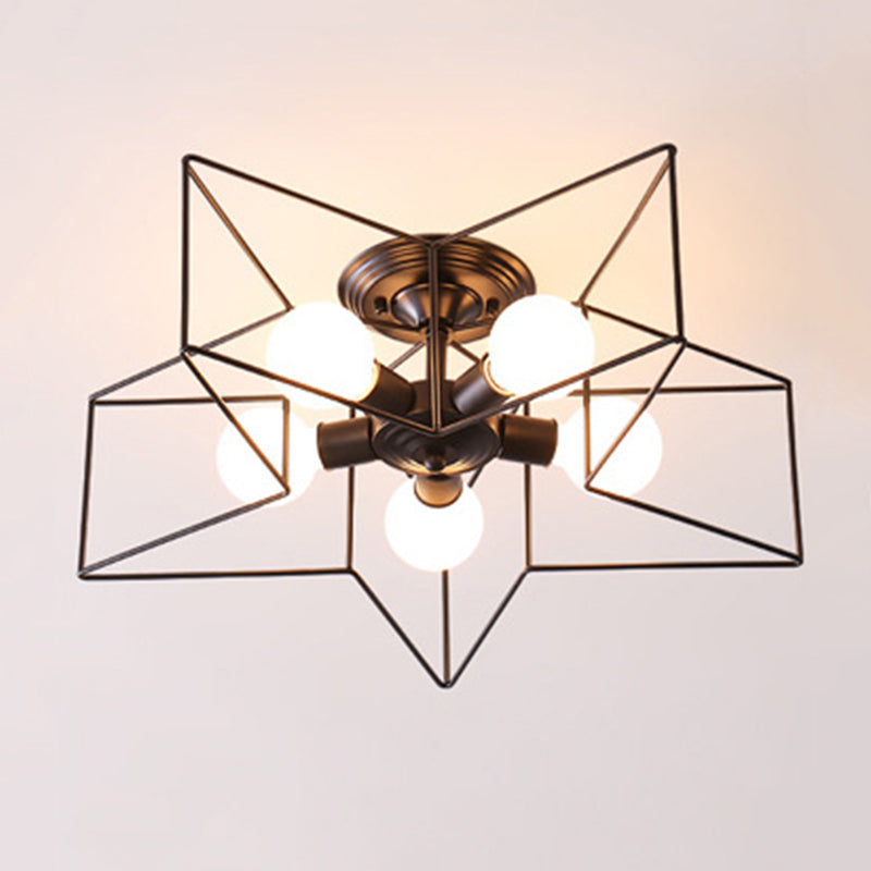 Star Ceiling Light Fixture Modern Style Metal Ceiling Flush Mount Light for Bedroom