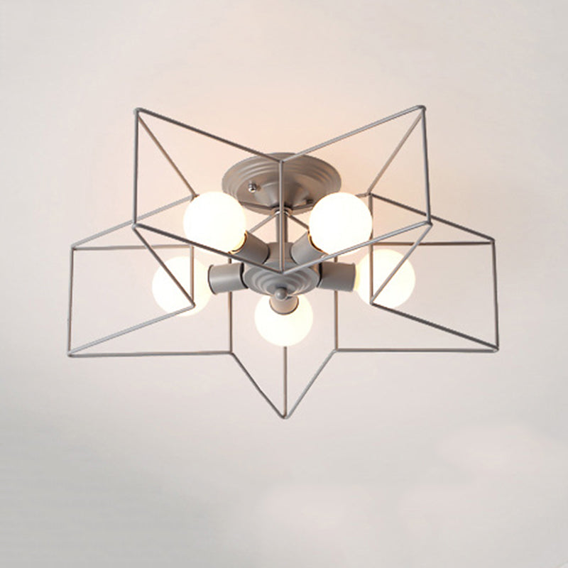 Star Ceiling Light Fixture Modern Style Metal Ceiling Flush Mount Light for Bedroom