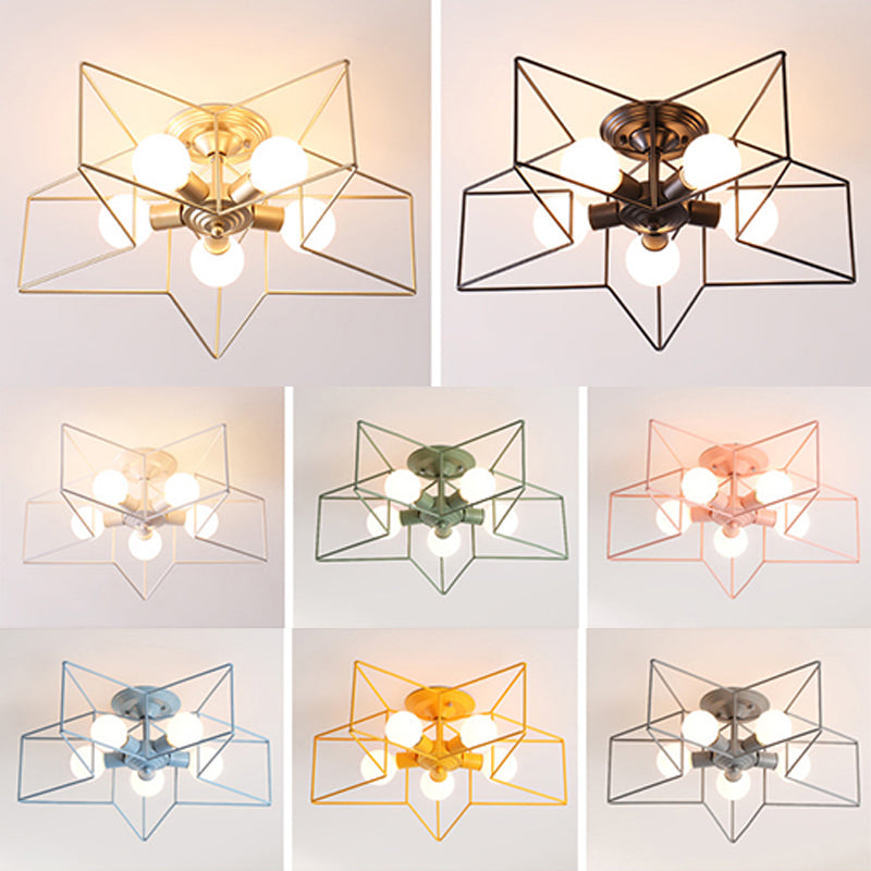 Star Ceiling Light Fixture Modern Style Metal Ceiling Flush Mount Light for Bedroom