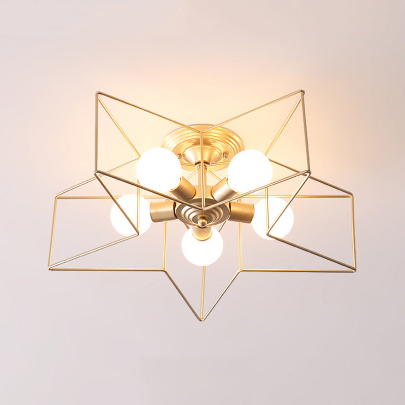 Star Ceiling Light Fixture Modern Style Metal Ceiling Flush Mount Light for Bedroom