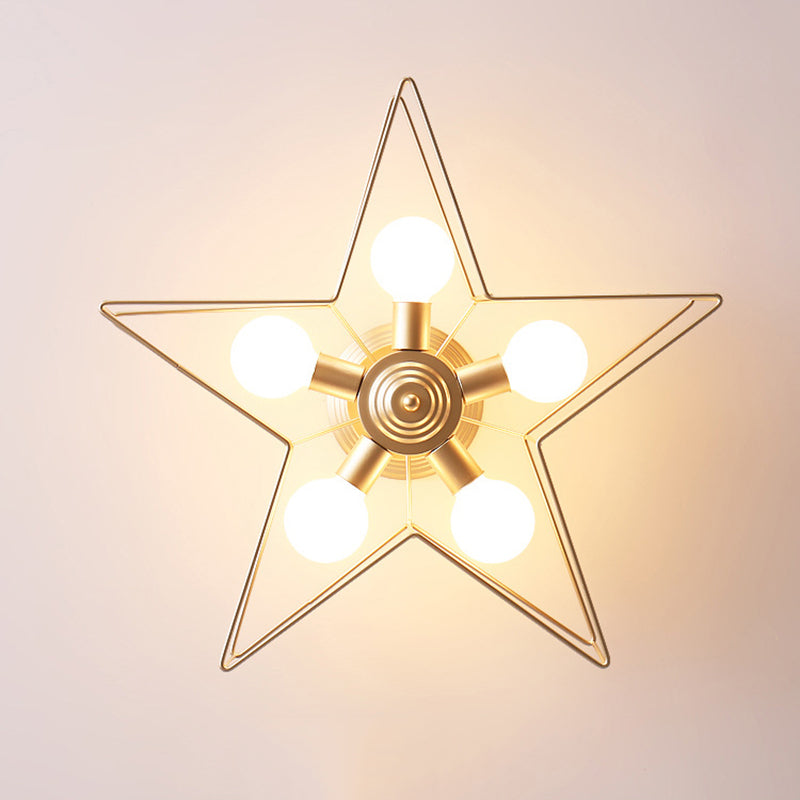 Star Ceiling Light Fixture Modern Style Metal Ceiling Flush Mount Light for Bedroom