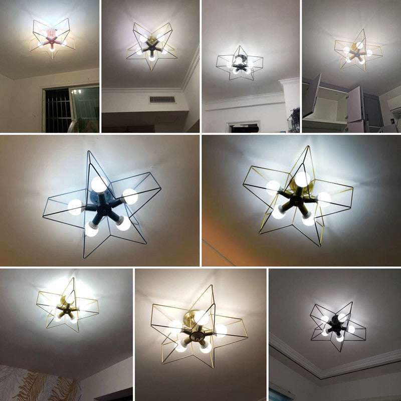 Star Ceiling Light Fixture Modern Style Metal Ceiling Flush Mount Light for Bedroom