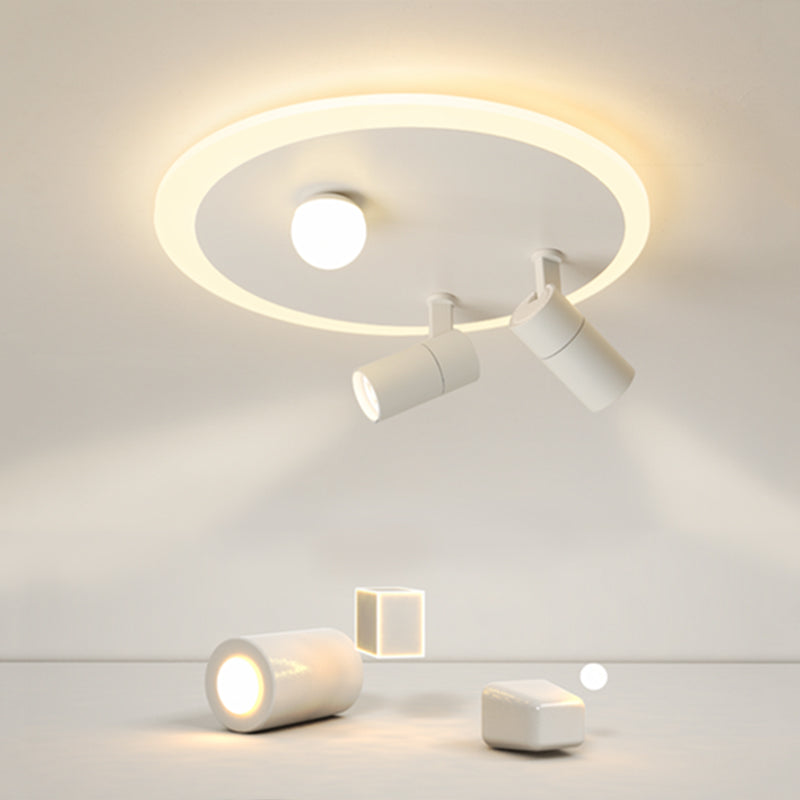 Circular LED Semi Flush Mount in Modern Concise Style Acrylic Indoor Ceiling Light in White