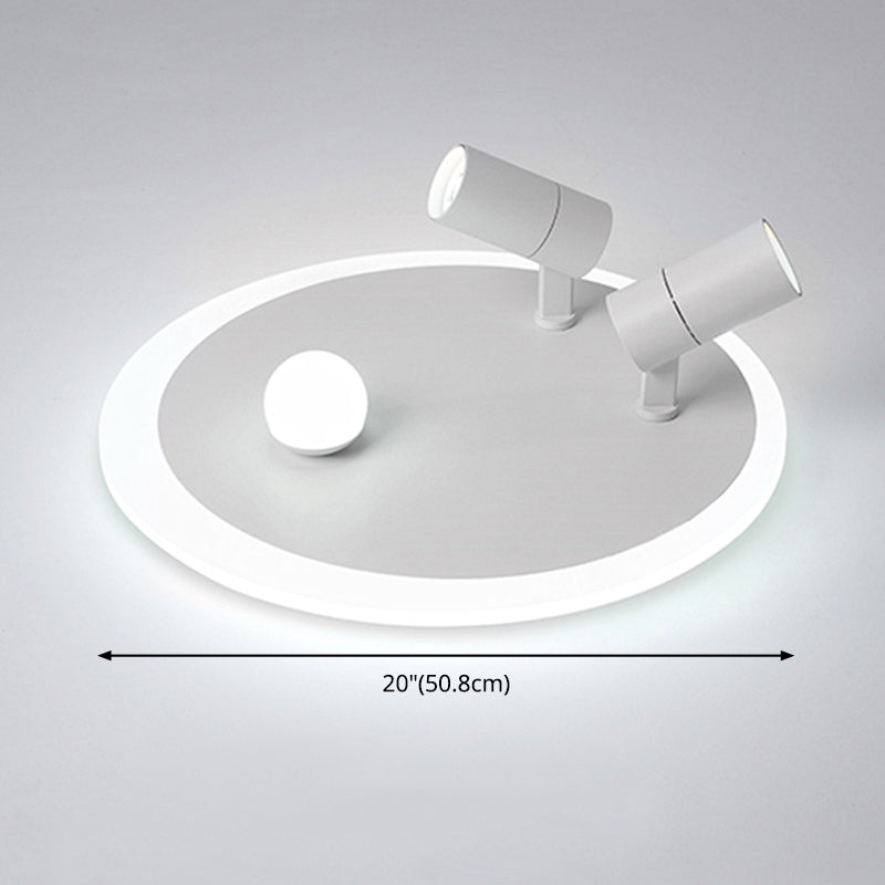 Montaje semi rasciquete de LED circular en moderna luz de techo de interiores acrílico de estilo conciso en blanco