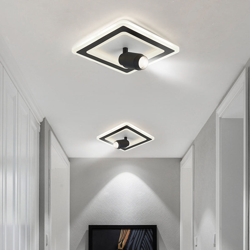 Apparecchiatura a soffitto semi-filo a 2 luci in moderna luce acrilica quadrata in stile conciso con lampada in ferro battuto