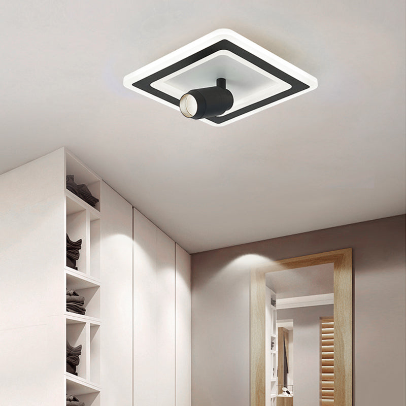 Apparecchiatura a soffitto semi-filo a 2 luci in moderna luce acrilica quadrata in stile conciso con lampada in ferro battuto