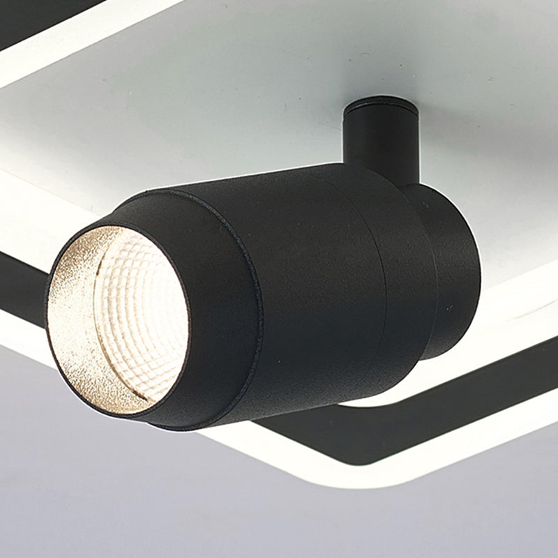 Black Square LED SEMI FLUSH MONTURA IN MODERNO CREATIVO ACRILICO ACCRIPULATO A 1 LIGHT PER CLOAKROOM