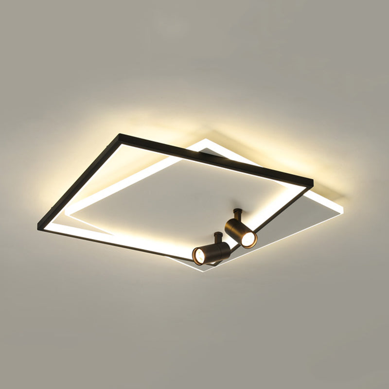 Ultra-thin Flush Ceiling Lights New Modern Metal Flush Mount in Black for Living Room