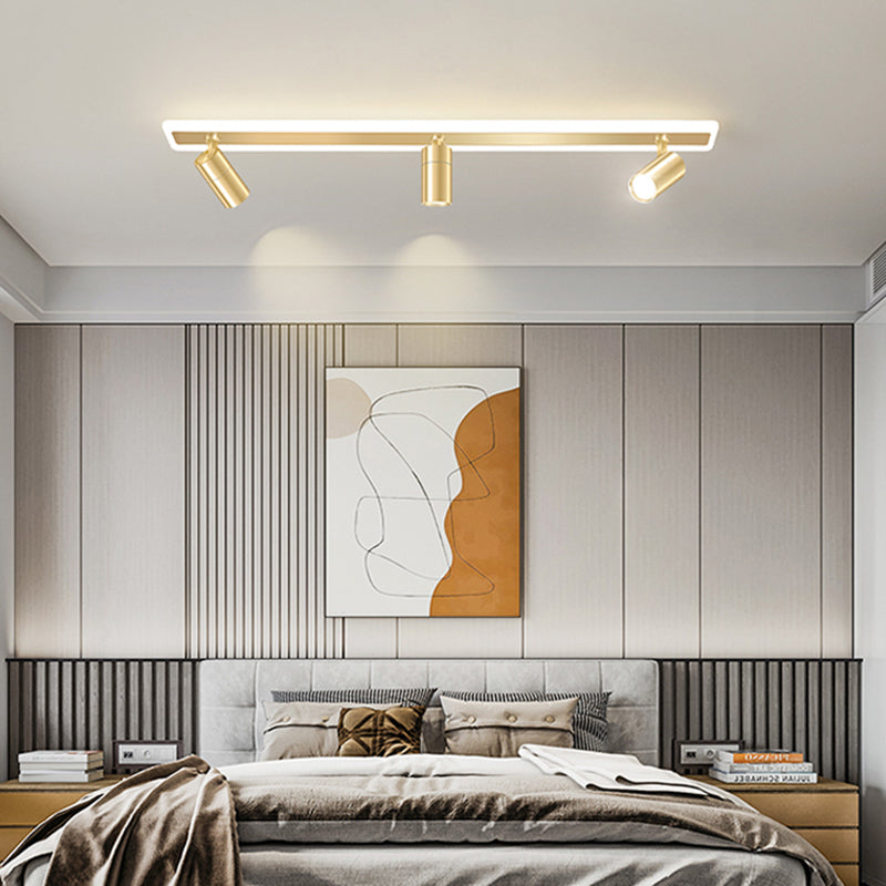 Goldene rechteckige LED -Semi -Flush -Halterung im modernen prägnanten Acryl -Innendecke