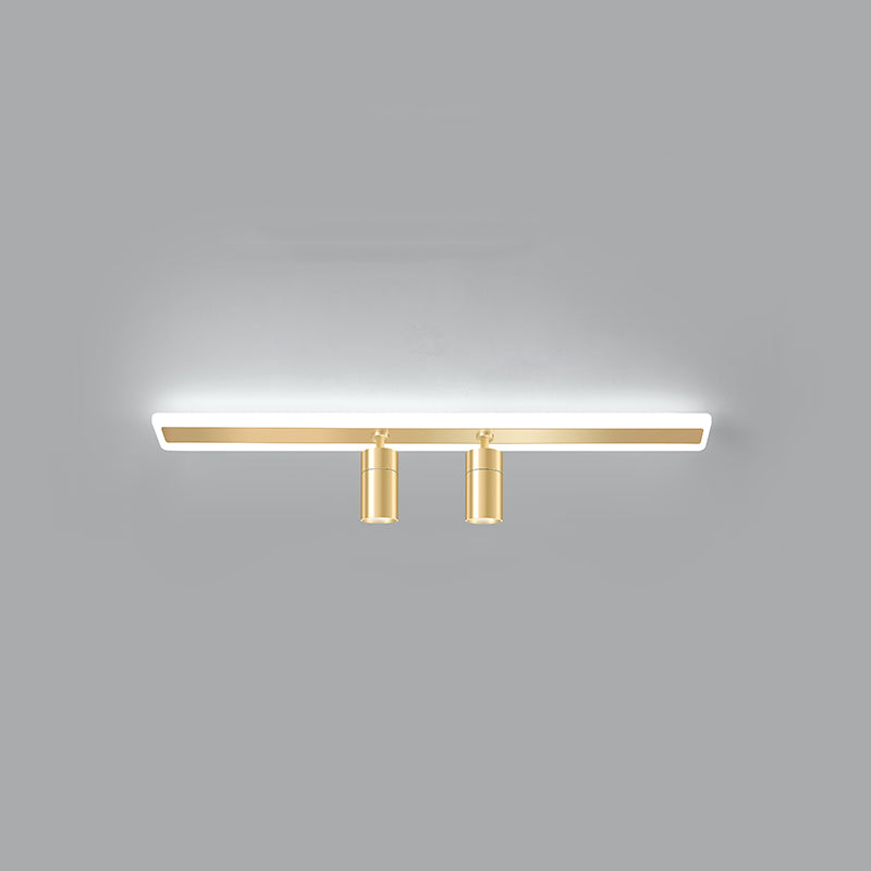 Gold Rectangular LED Semi Flush Monte en moderna luz de techo interior acrílico de estilo conciso