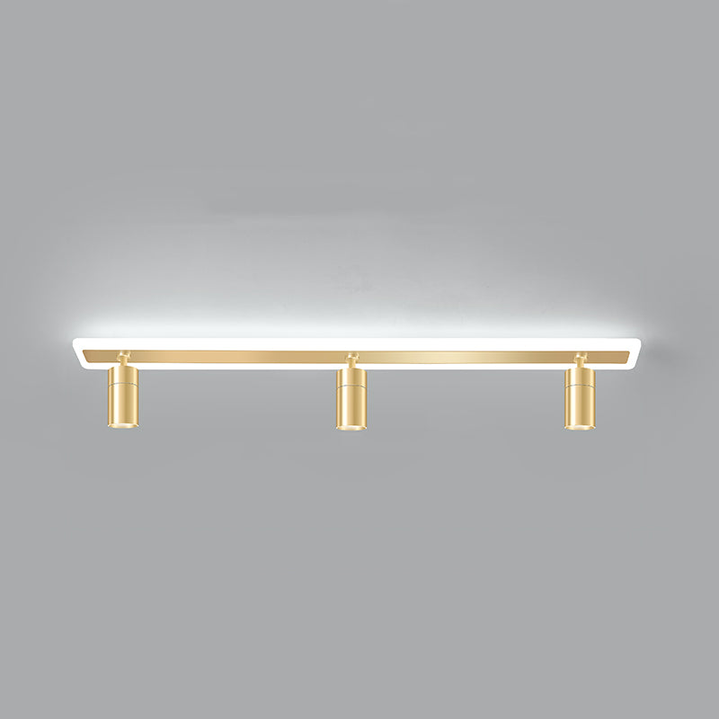 Gold Rectangular LED Semi Flush Monte en moderna luz de techo interior acrílico de estilo conciso