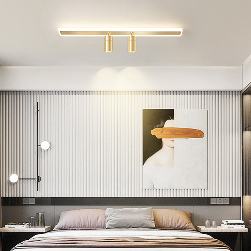 Goldene rechteckige LED -Semi -Flush -Halterung im modernen prägnanten Acryl -Innendecke