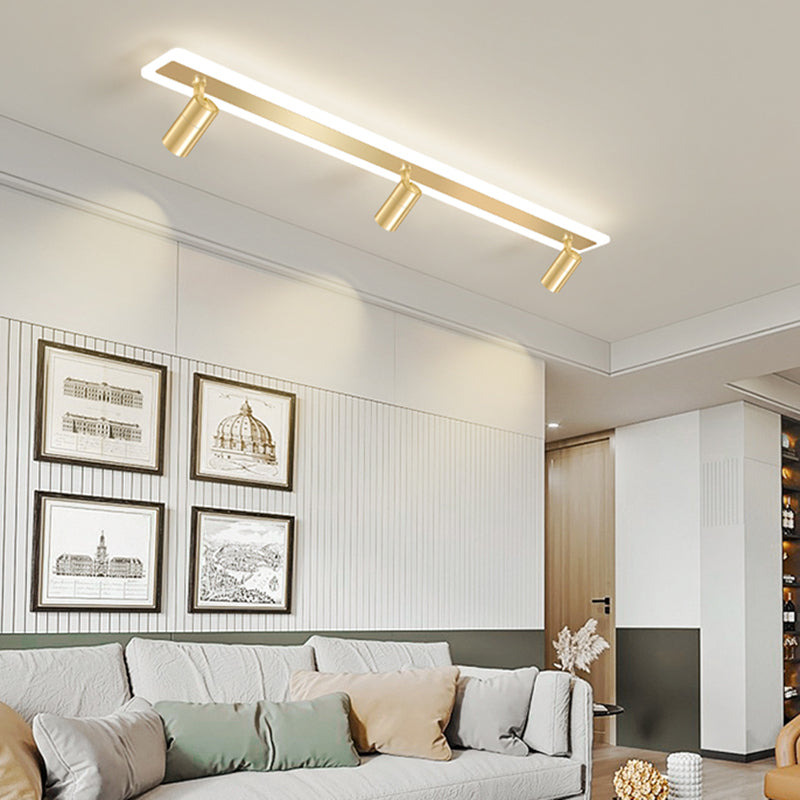 Gold Rectangular LED Semi Flush Mount in Modern Concise Style Acrylic Indoor Ceiling Light