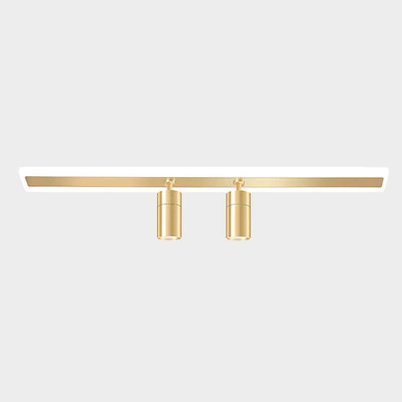 Gold Rectangular LED Semi Flush Mount in Modern Concise Style Acrylic Indoor Ceiling Light