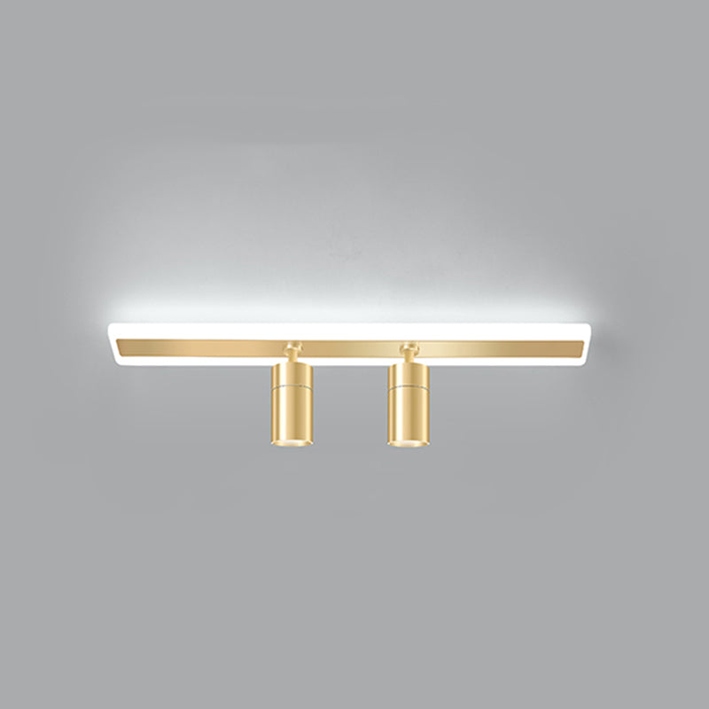 Gold Rectangular LED Semi Flush Monte en moderna luz de techo interior acrílico de estilo conciso