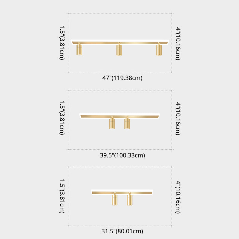 Gold Rectangular LED Semi Flush Mount in Modern Concise Style Acrylic Indoor Ceiling Light