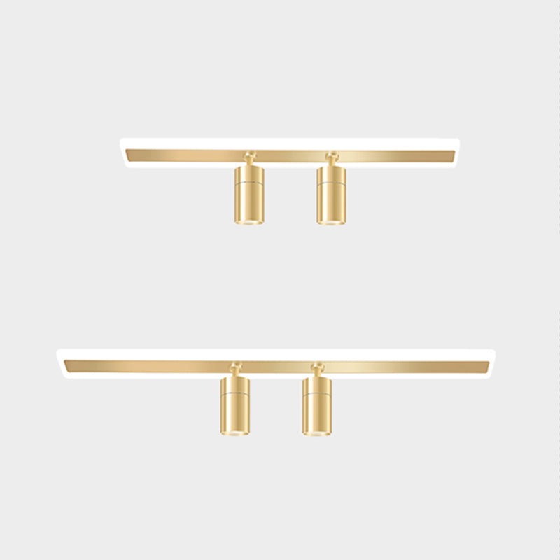 Gold Rectangular LED Semi Flush Mount in Modern Concise Style Acrylic Indoor Ceiling Light