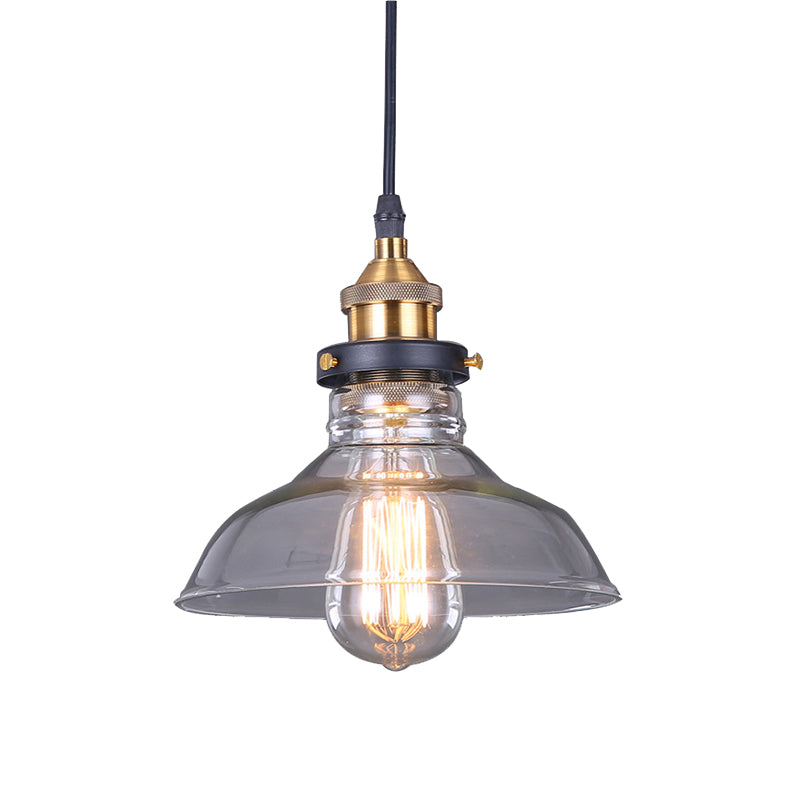 Retro Industrial Messing Anhänger Deckenlampe 1 Leichte klare Glas Anhänger Licht für Wohnzimmer