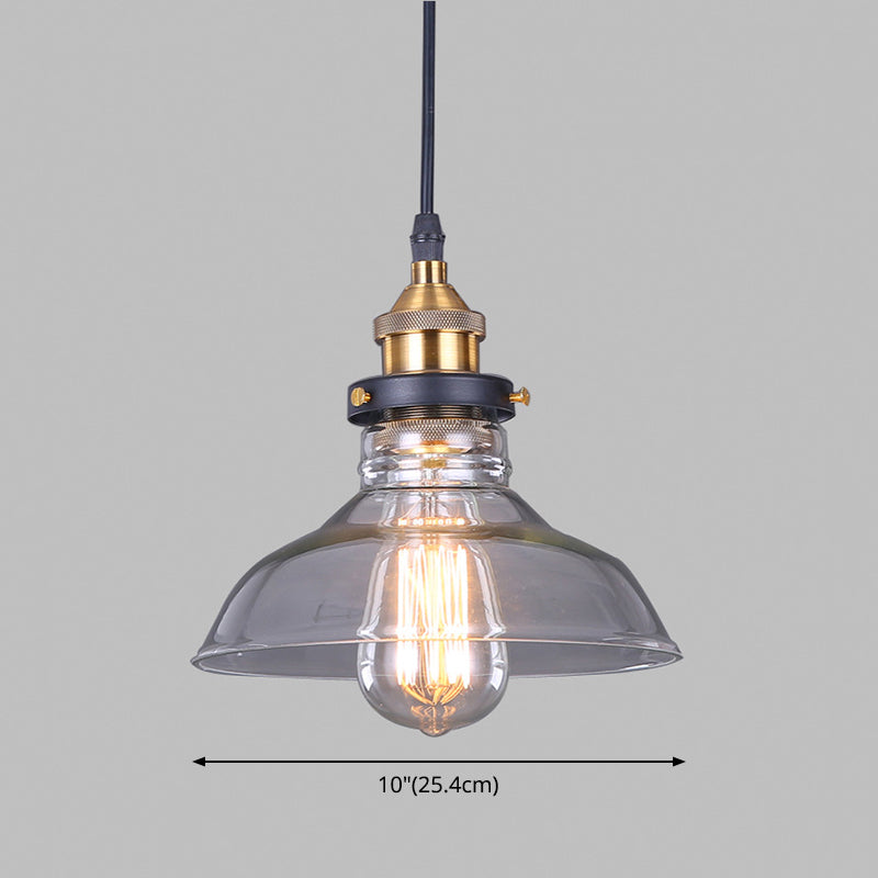 Retro Industrial Brass Pendant Ceiling Lamp 1 Light Clear Glass Pendant Light for Living Room