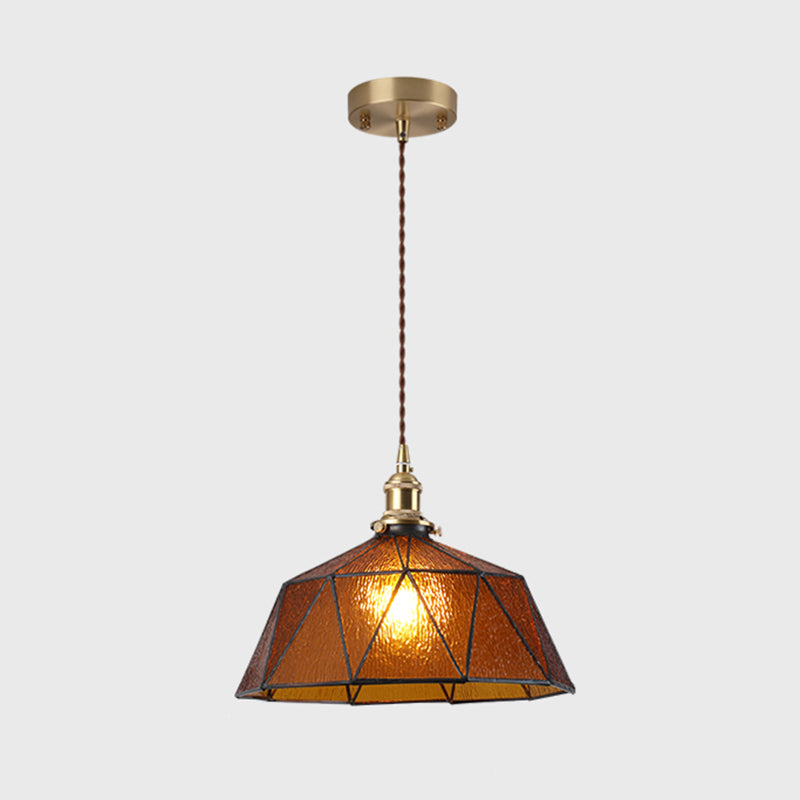 Icy Clear Glass Hanging Lamp Geometrisch Patroon 1 Lichte kom Tiffany-stijl Hanglamp in de stijl