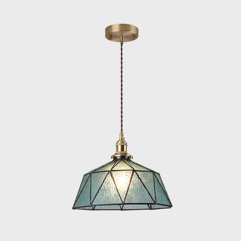 Icy Clear Glass Hanging Lamp Geometrisch Patroon 1 Lichte kom Tiffany-stijl Hanglamp in de stijl