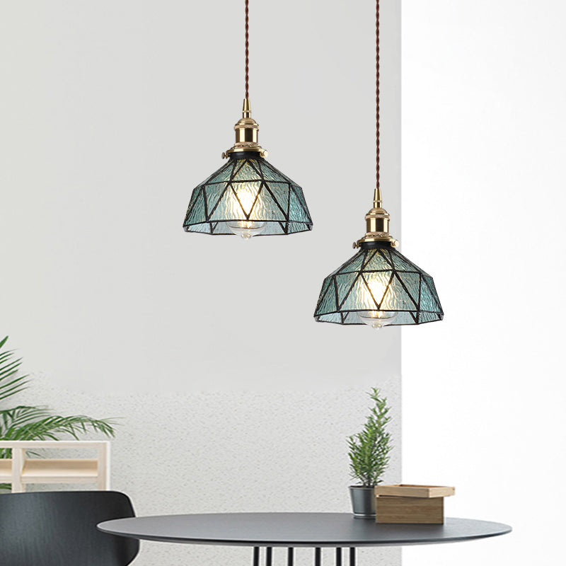 Icy Clear Glass Hanging Lamp Geometrisch Patroon 1 Lichte kom Tiffany-stijl Hanglamp in de stijl